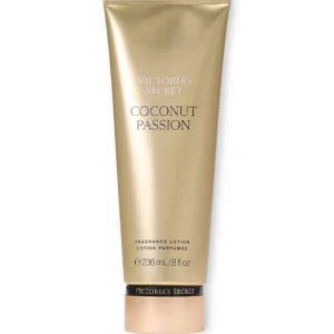 Tubo de loción corporal perfumada Victoria's Secret Coconut Passion de 236 ml sobre fondo blanco.