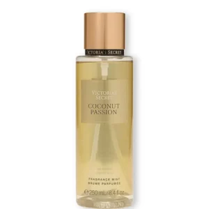 Vista frontal del body mist Victoria's Secret Coconut Passion de 250 ml sobre fondo blanco.